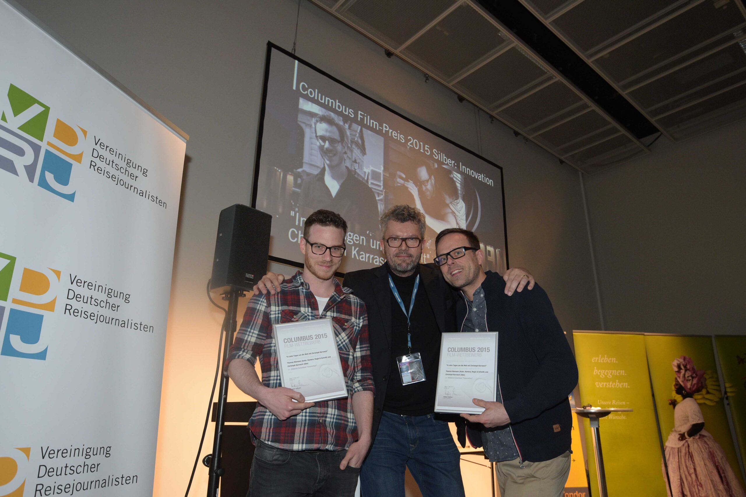 Columbus Film Preis 2015 Silber Innovation Christoph Karrasch und Thomas Niemann mit Thomas Radler web